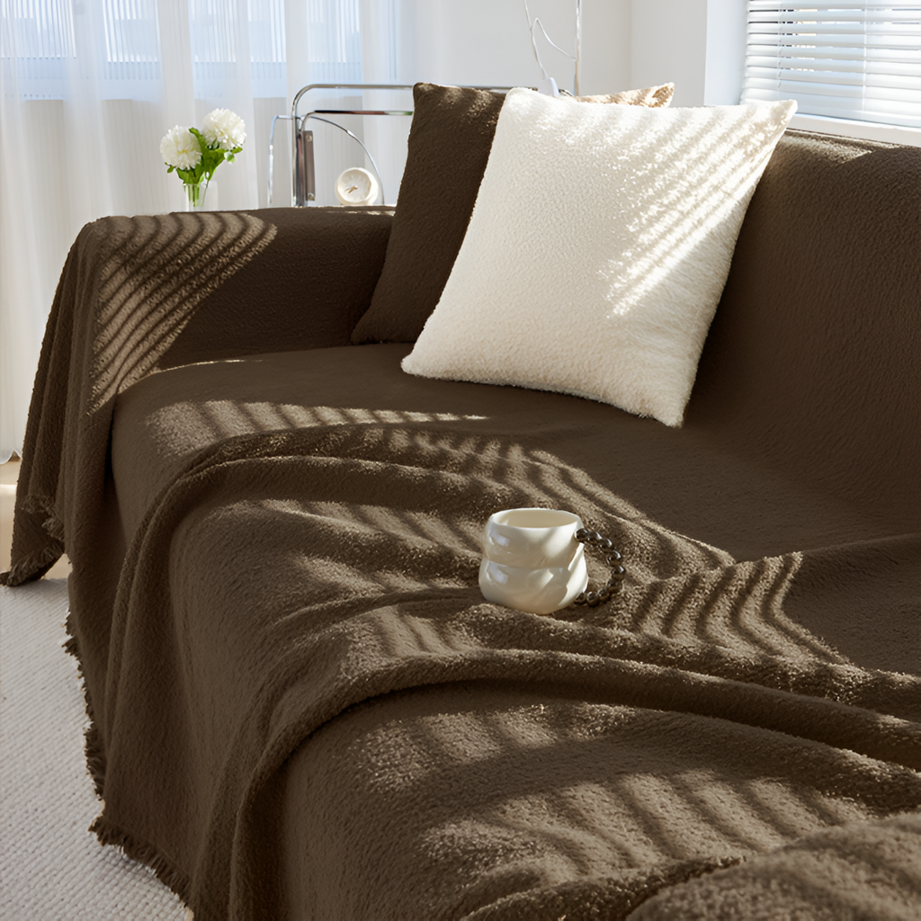 Minimalistisk Tekstureret Sofaovertræk - Ensfarvet