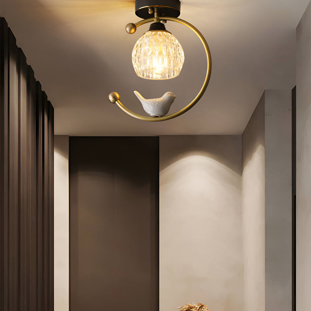 Crescent-figur med struktureret loftlampe – lysdæmpbar
