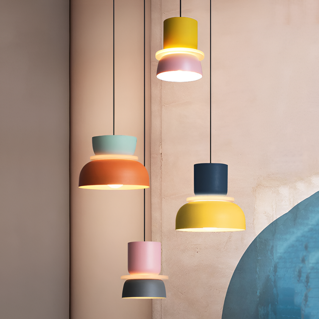 Moderne Pendellampe - Farverig Geometrisk Hængelampe