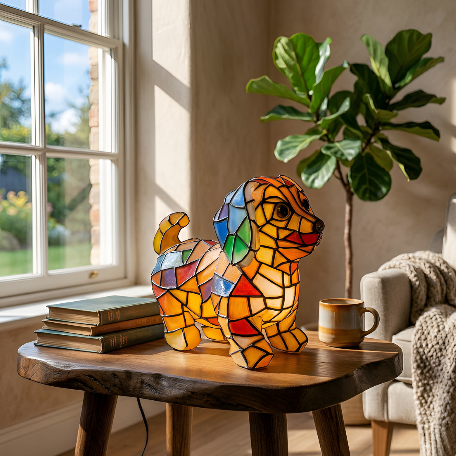 Mosaik Dachshund Lampe - Kunstnerisk Hundefigur til Hjemmet
