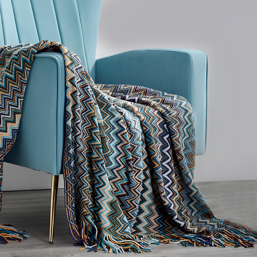 Bohemisk Frynser Chevron - Strikket Plaid