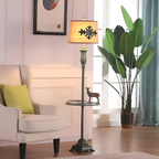 Antik floral gulvlampe - Med bordbakke