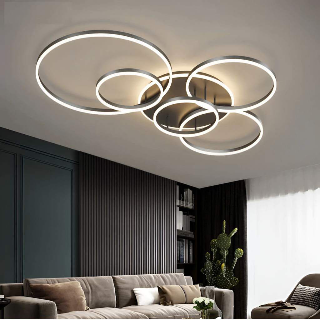Moderne Ring LED Loftlampe - Sort 5-Rings Belysning