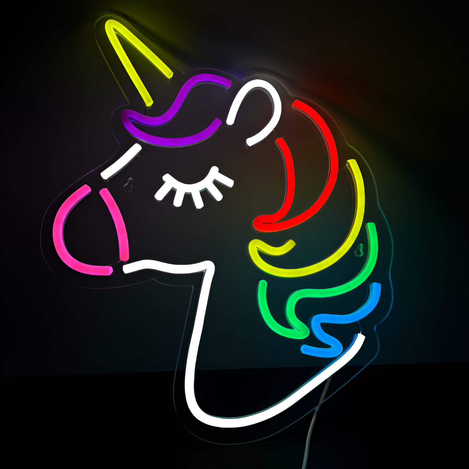 Unicorn Regnbue Neonvæglampe - Indretning til Børneværelset