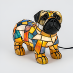 Stained Glass Mops Bordlampe - Farverig Dyreindretning