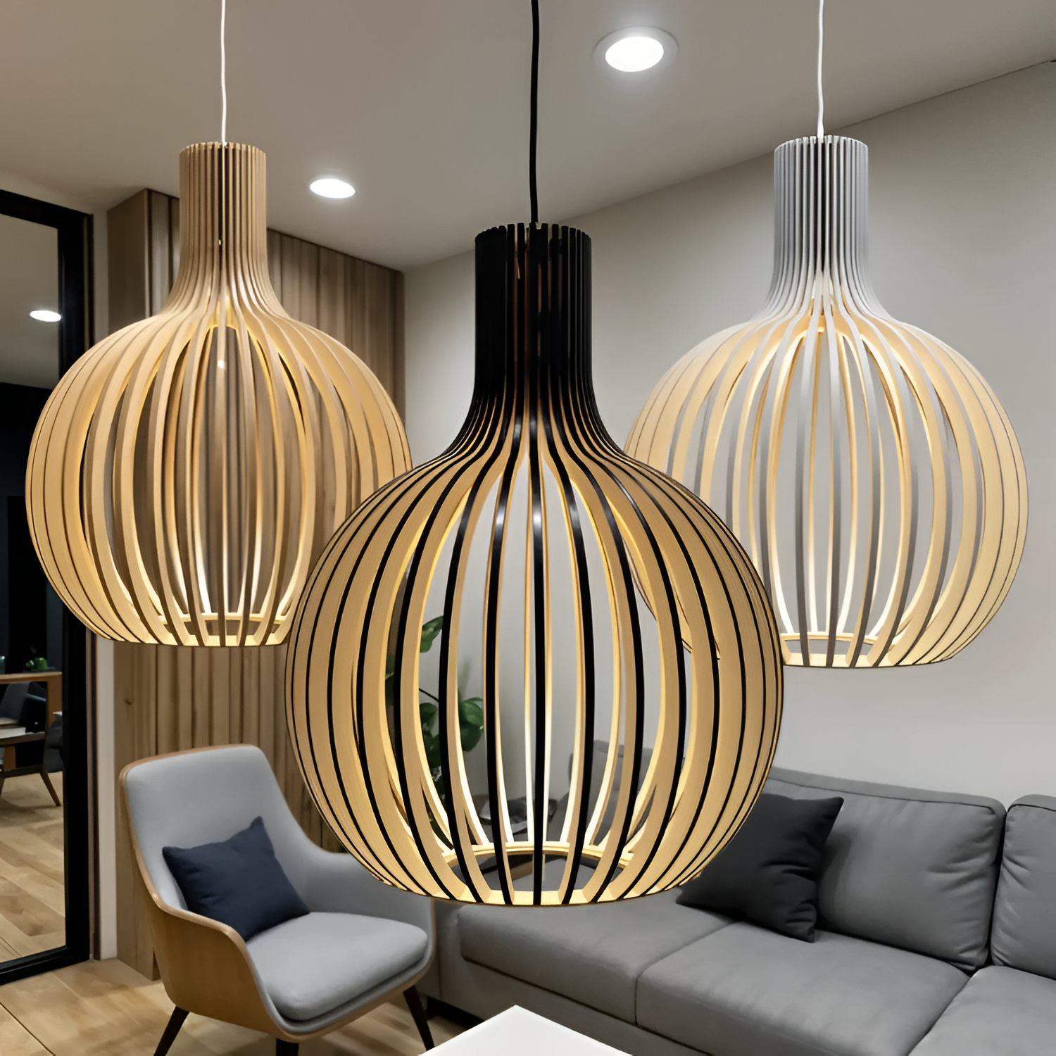 Nordisk Trælampe med Lameller - Moderne Stue