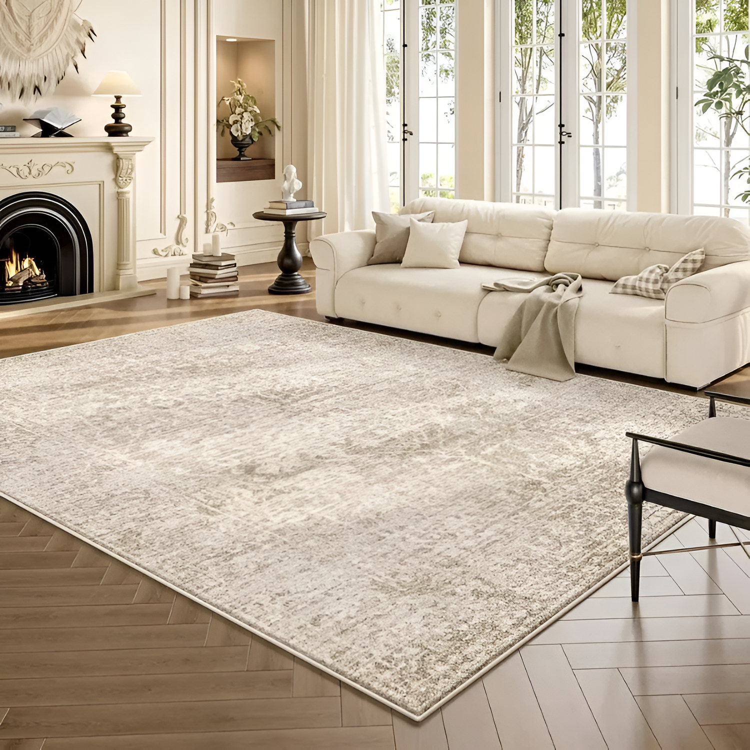 Antique Wash Distressed Gulvtæppe – Maskinvaskbart Løber