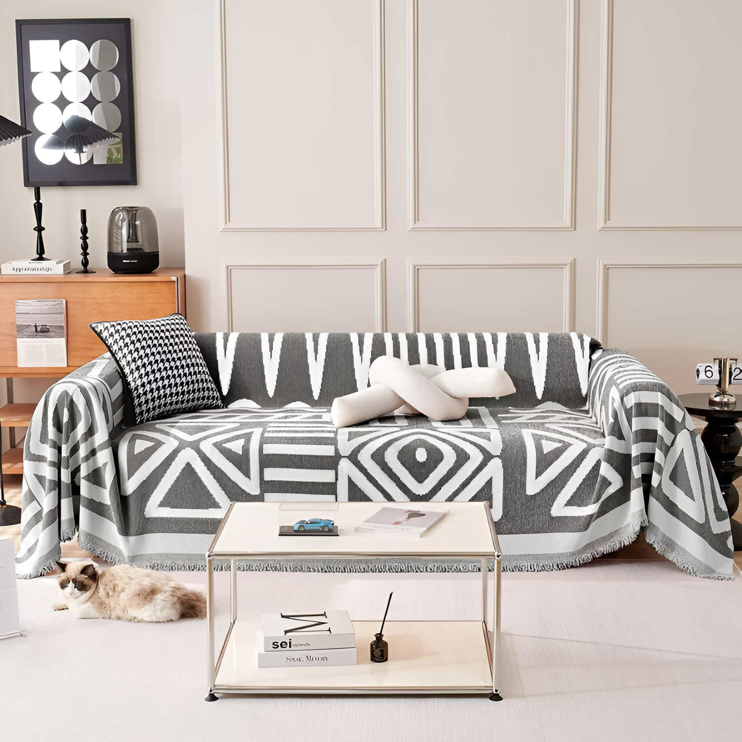 Moderne Vævet Sofa Tæppe - Geometriske