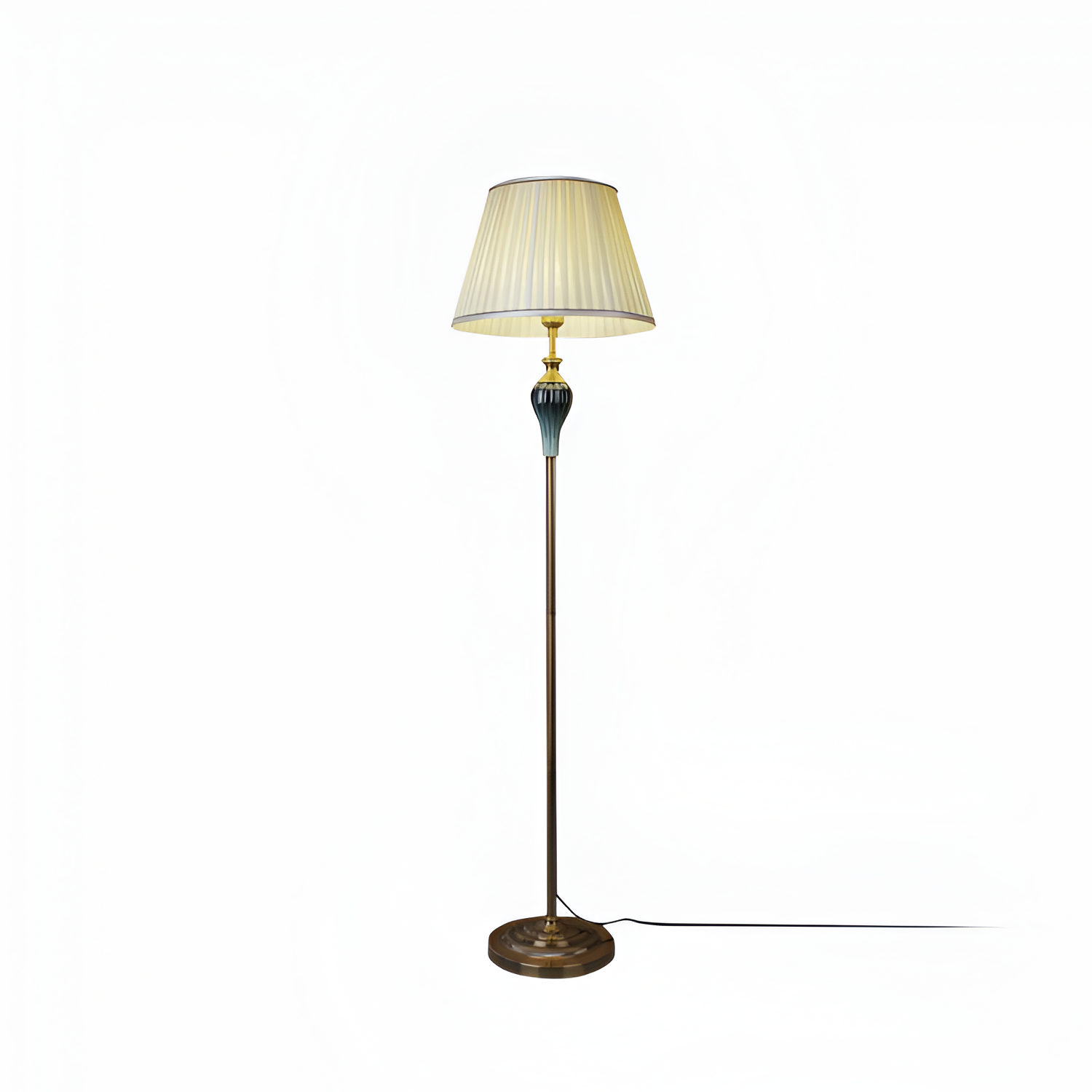 Gulvlampe med plisseret skærm - Metalfod