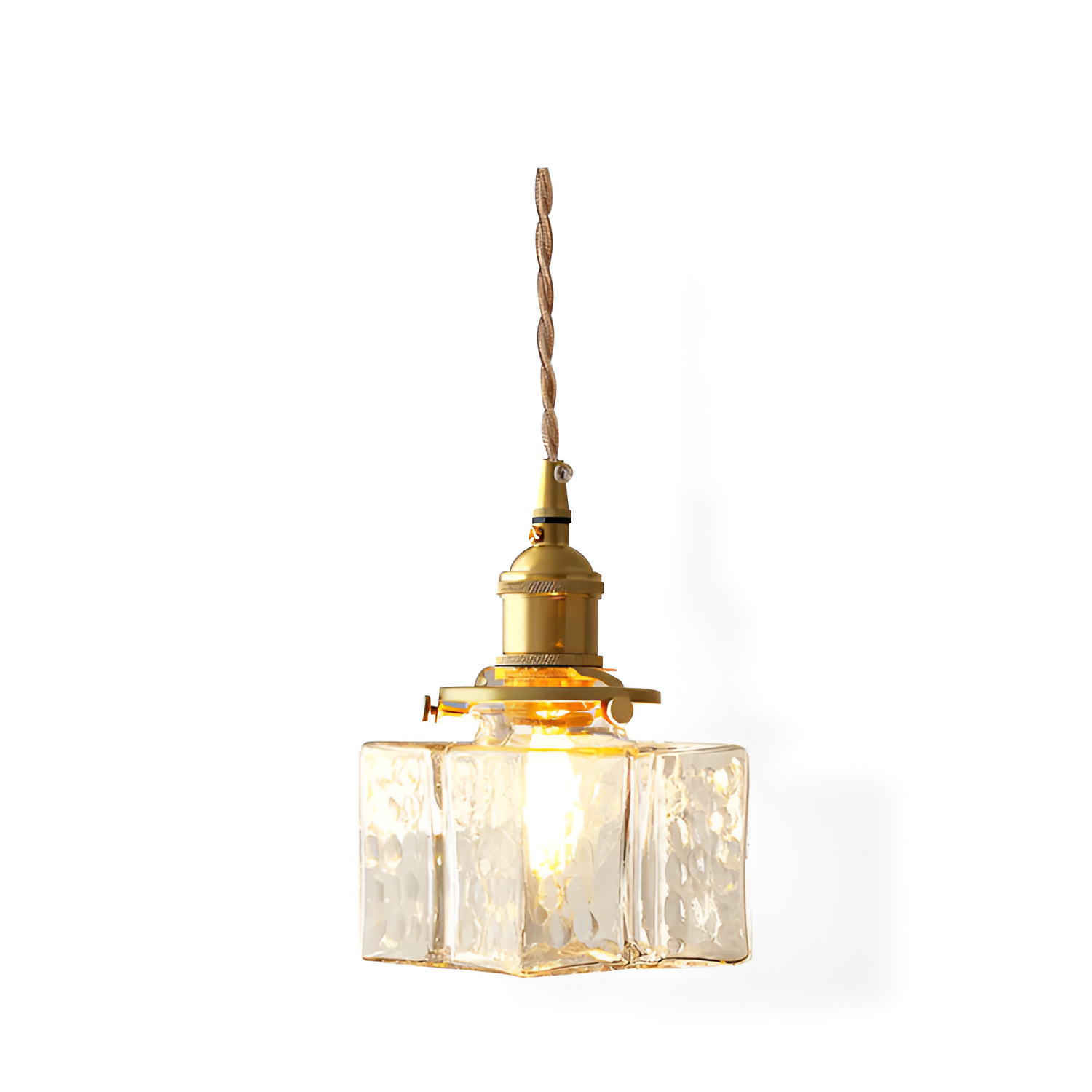 Tekstureret Glas Messing Pendellampe - Industriel
