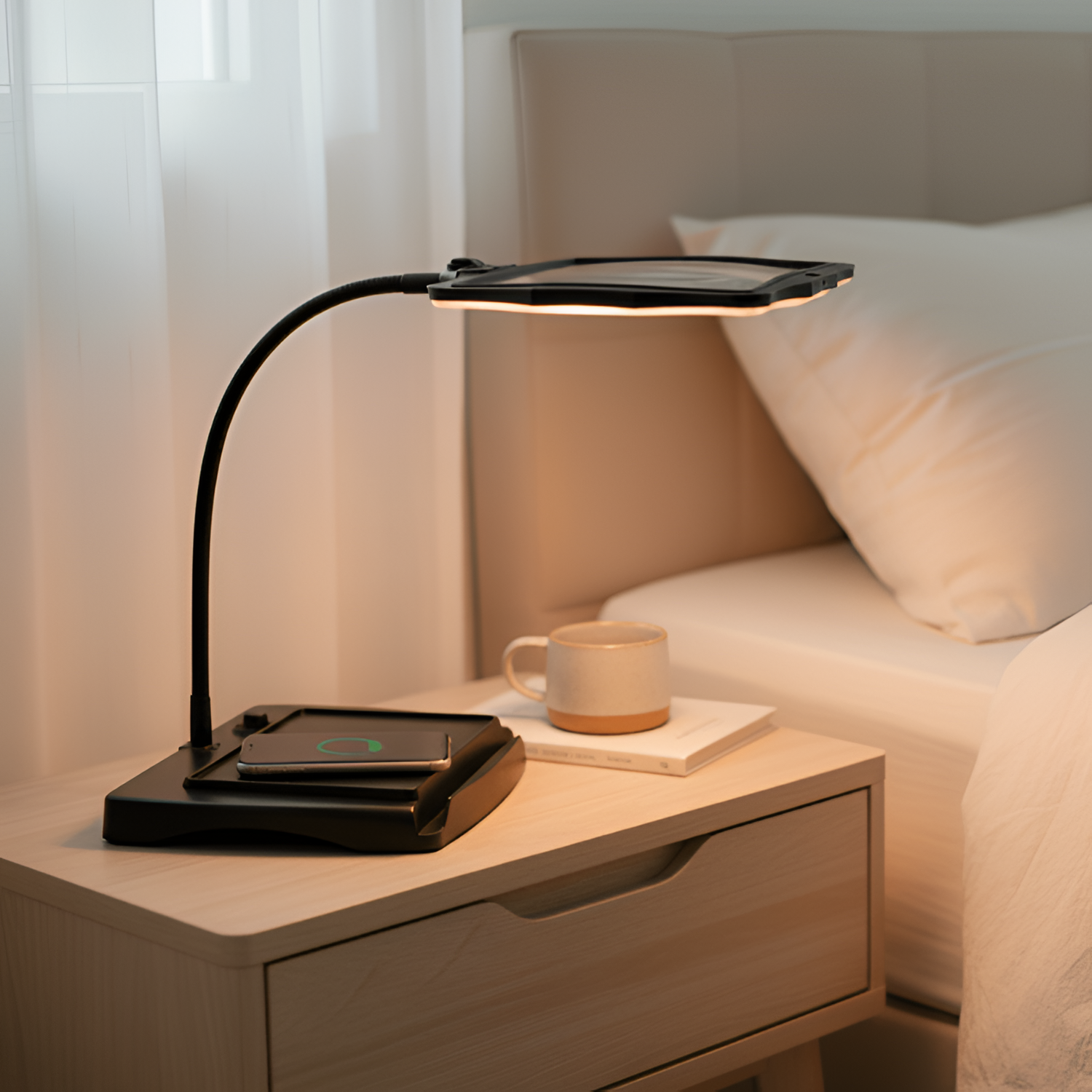 LED-bordlampe med forstørrelsesglas – til kontoret