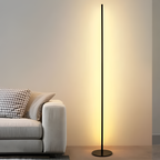 Minimalistisk sort metal-LED-gulvlampe – justerbar og dæmpbar