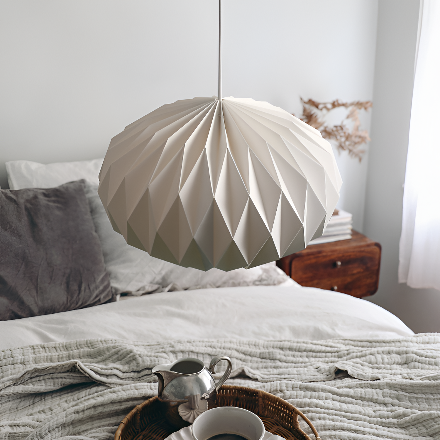 Moon Oblong Pendel - Hvid Origami Lampe (kun lampeskærm)