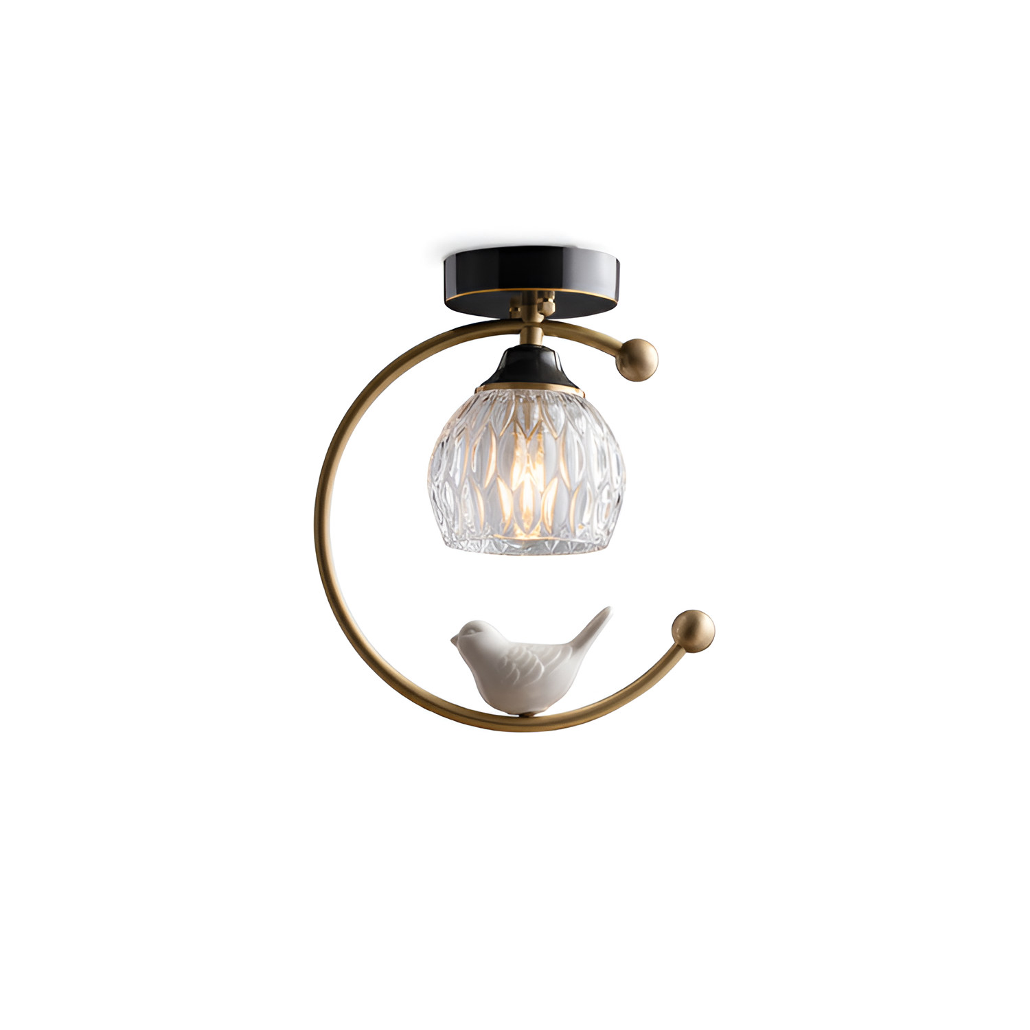 Crescent-figur med struktureret loftlampe – lysdæmpbar
