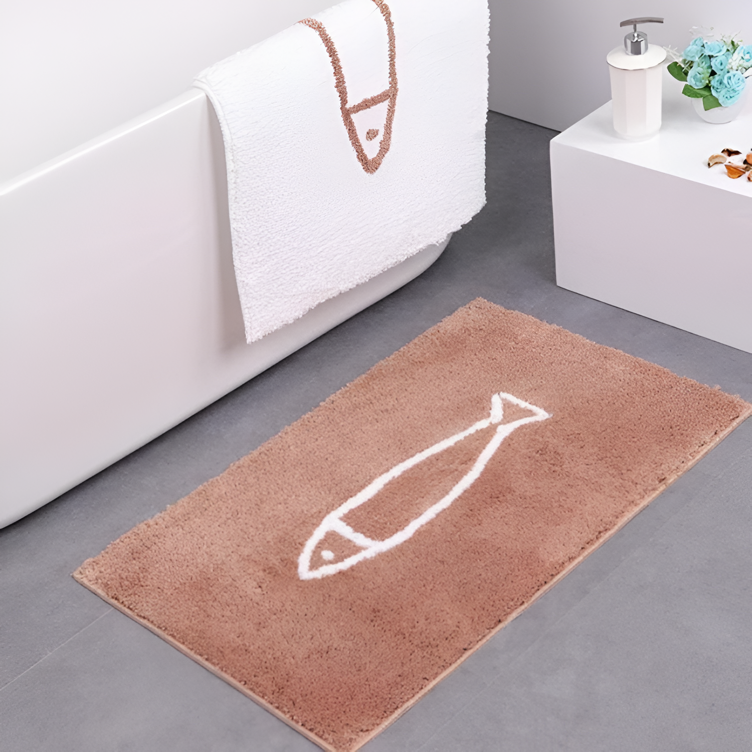 Minimalistisk Tekstureret Bademåtte - Absorberende