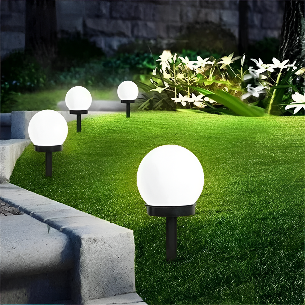 Rund LED-solcellelampe – Energieffektiv udendørs havedekoration
