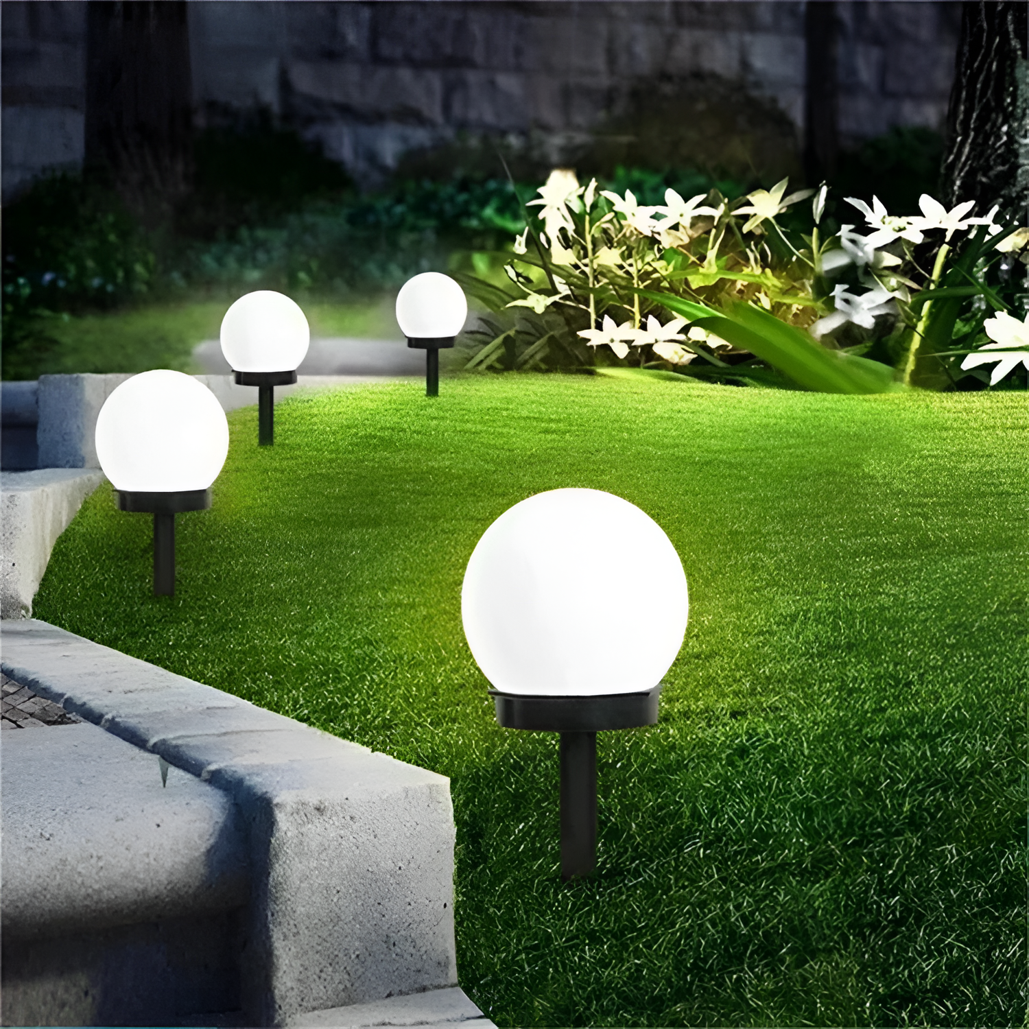 Rund LED-solcellelampe – Energieffektiv udendørs havedekoration