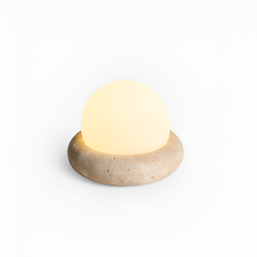 Skulpturel Travertin Bordlampe - Minimalistisk
