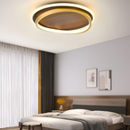 Moderne dæmpbar loftslampe i trælook – minimalistisk