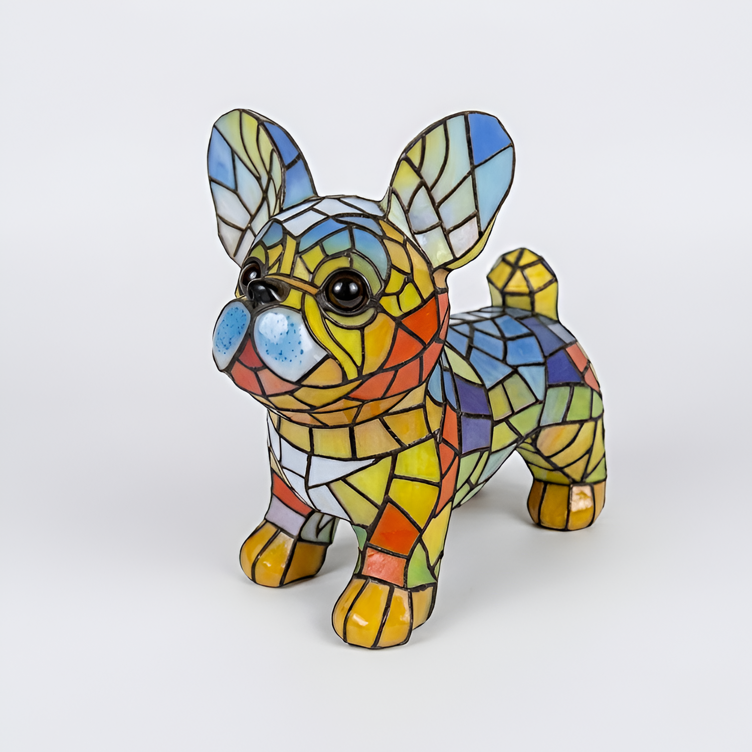 Fransk Bulldog-lampe i farvet harpiks - Skrivebordslampe