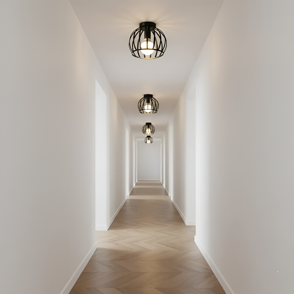 Sort Loftlampe i Industristil - Moderne Ganglampe