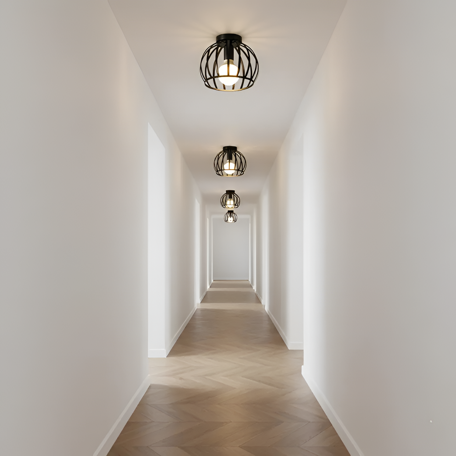 Sort Loftlampe i Industristil - Moderne Ganglampe
