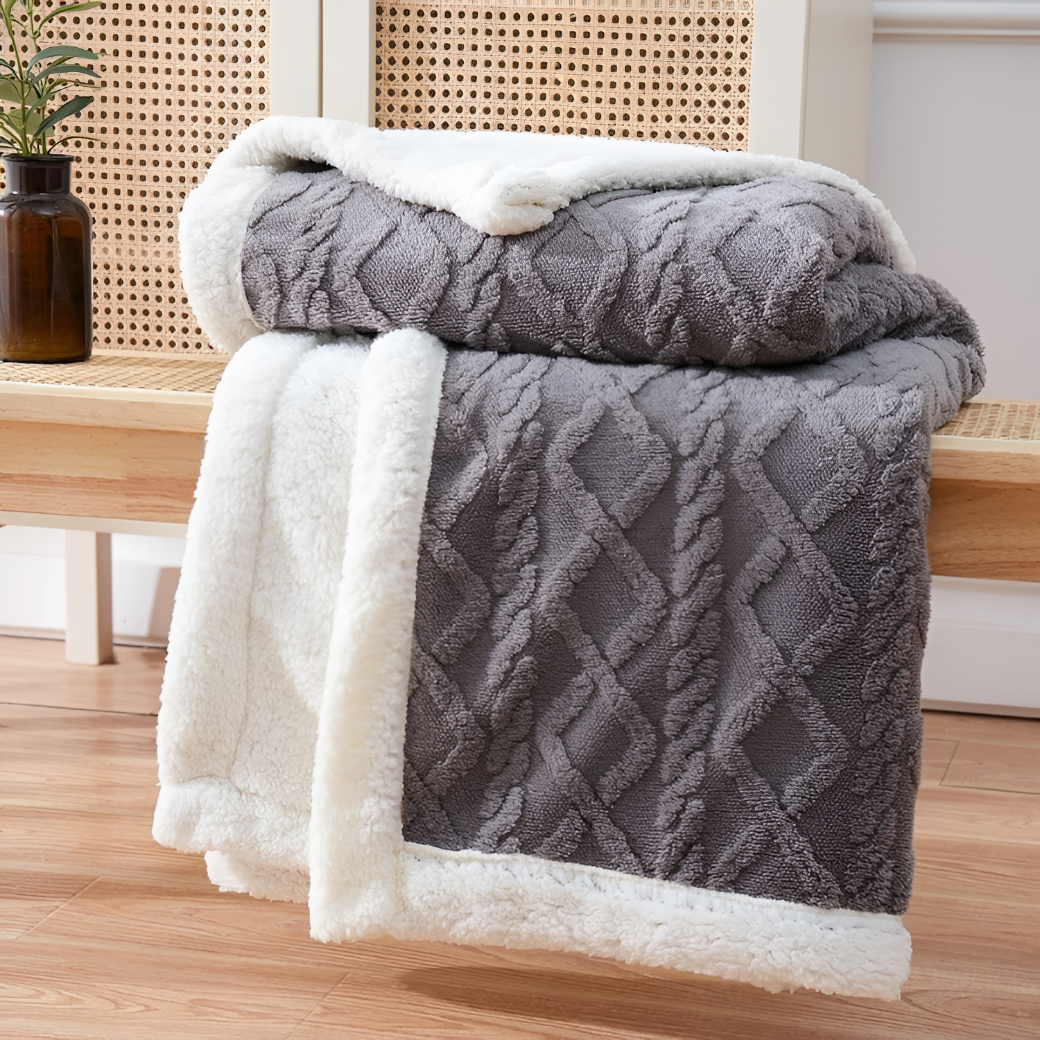 Geometrisk Tekstureret Plaid - Vendbart