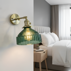 Grøn Væglampe I Rillet Glas - Vintage Stil Til Stuen
