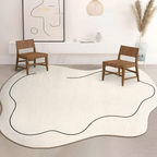 Uregelmæssigt Creme Tæppe - Minimalistisk Linjekunst