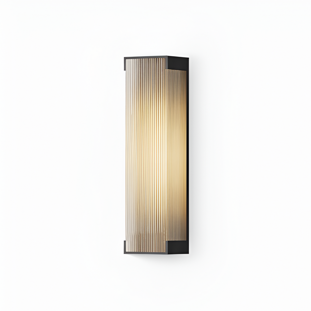Rektangulær Solenergi Rillet Væglampe - Minimalistisk