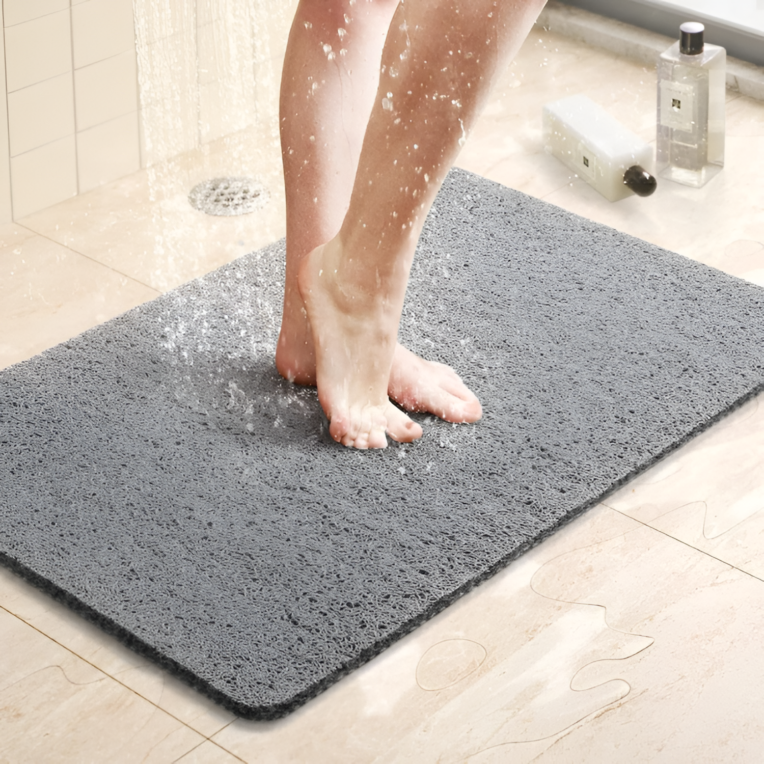 Skridsikker Loofah Bademåtte - Hurtigtørrende