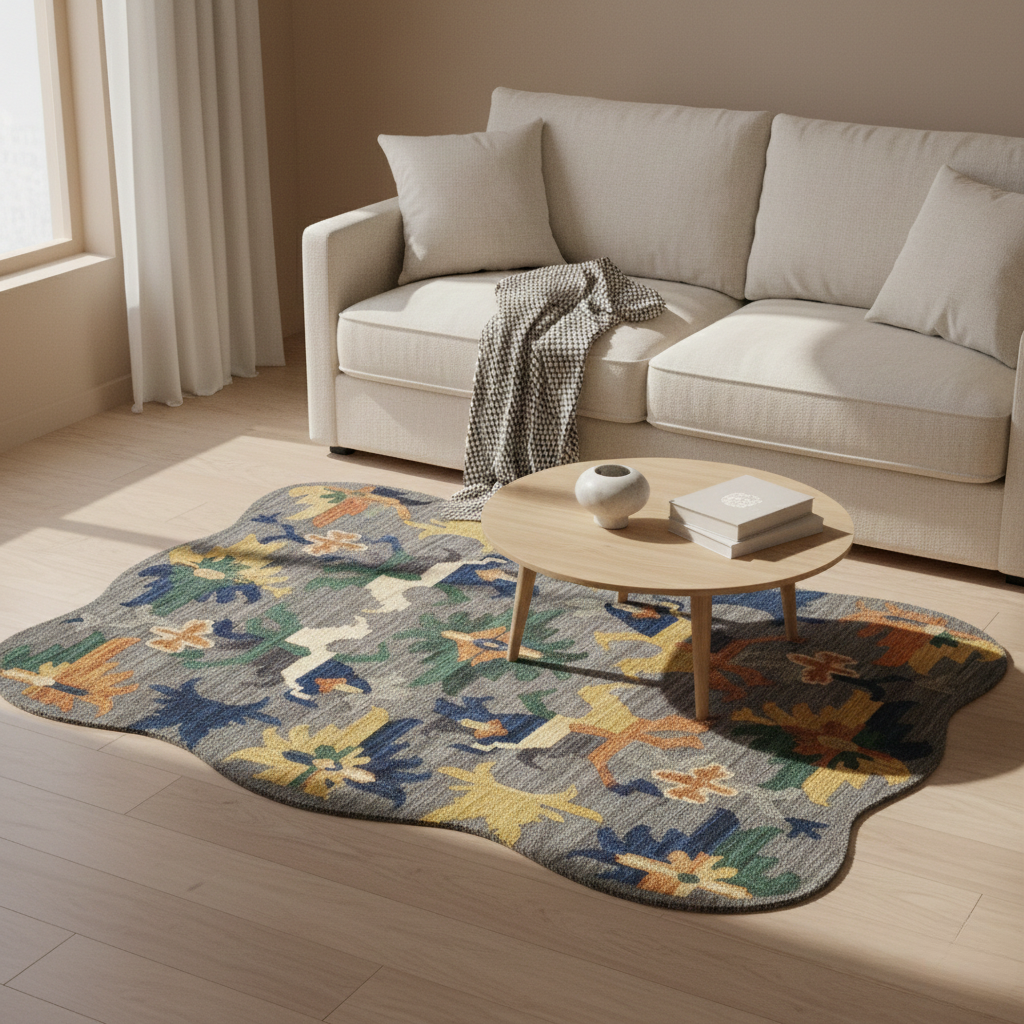 Bølgeformet Blomstret Tæppe med Buer