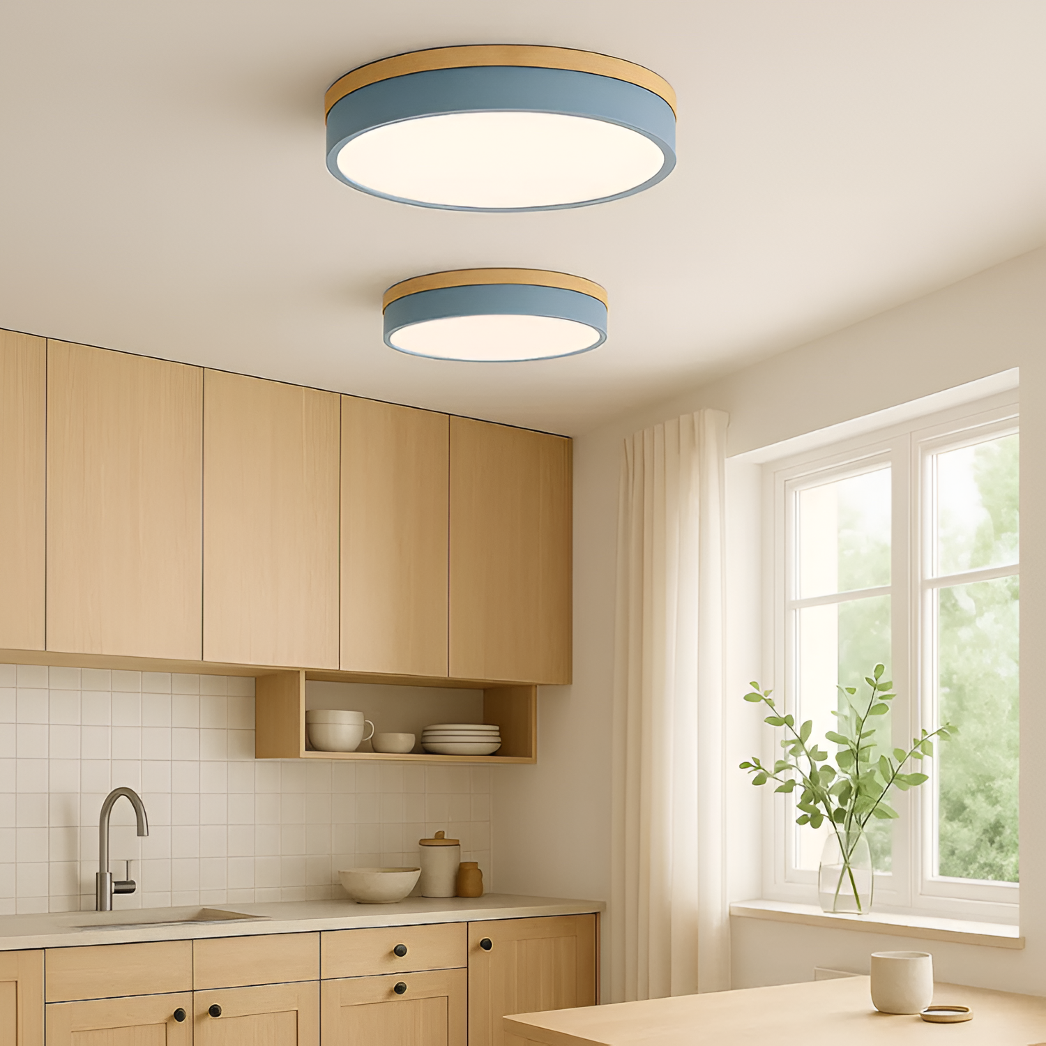 Skandinavisk Loftlampe med Træ - Moderne Hjemmebelysning