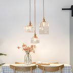 Tekstureret Glas Messing Pendellampe - Industriel
