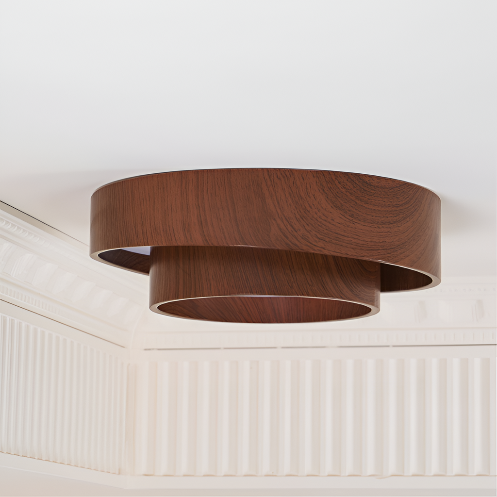 Lagdelt Træ-Effekt Loftslampe - Minimalistisk