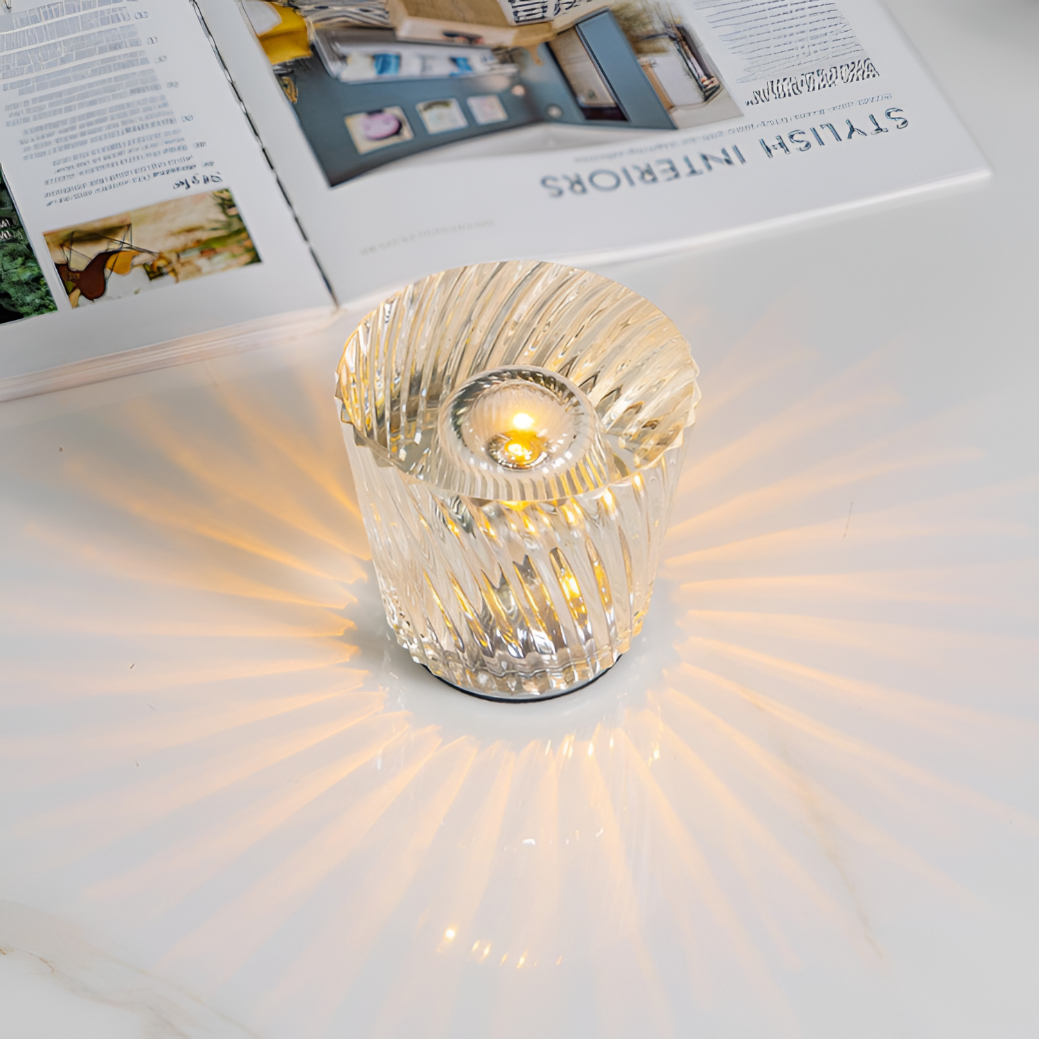 Facetsleben Krystalbordlampe - Ledningsfri Dæmpbar