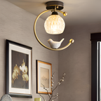 Crescent-figur med struktureret loftlampe – lysdæmpbar