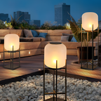 Geometrisk Industriel Solcelle Gulvlampe - Minimalistisk
