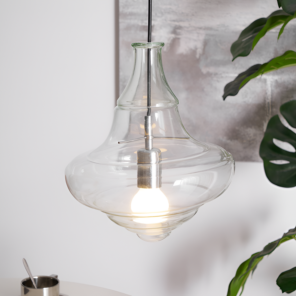 Skulpturel Rillet Glaspendel - Minimalistisk