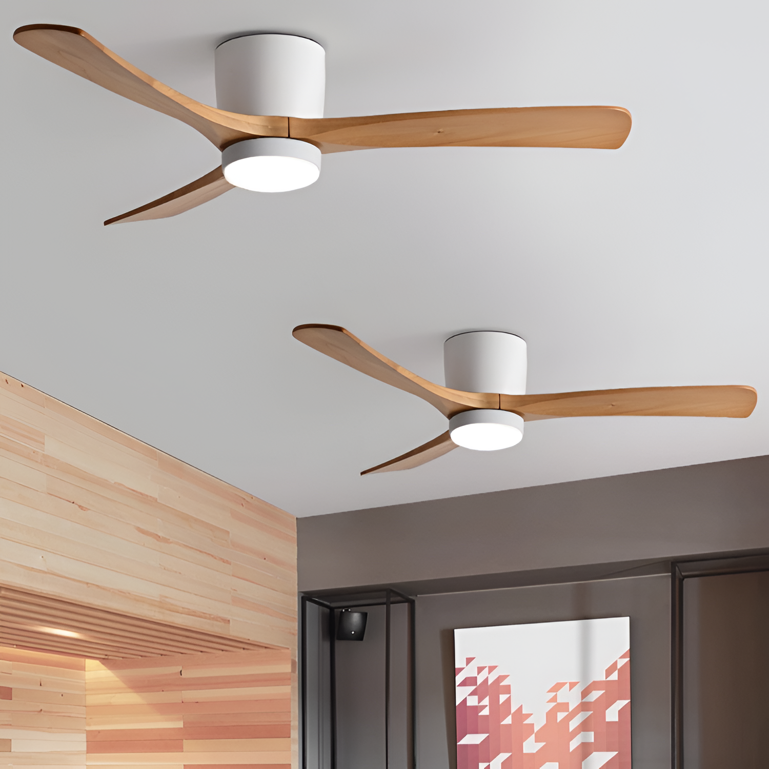 Nordisk Træ Loftsventilatorslampe - Justerbar