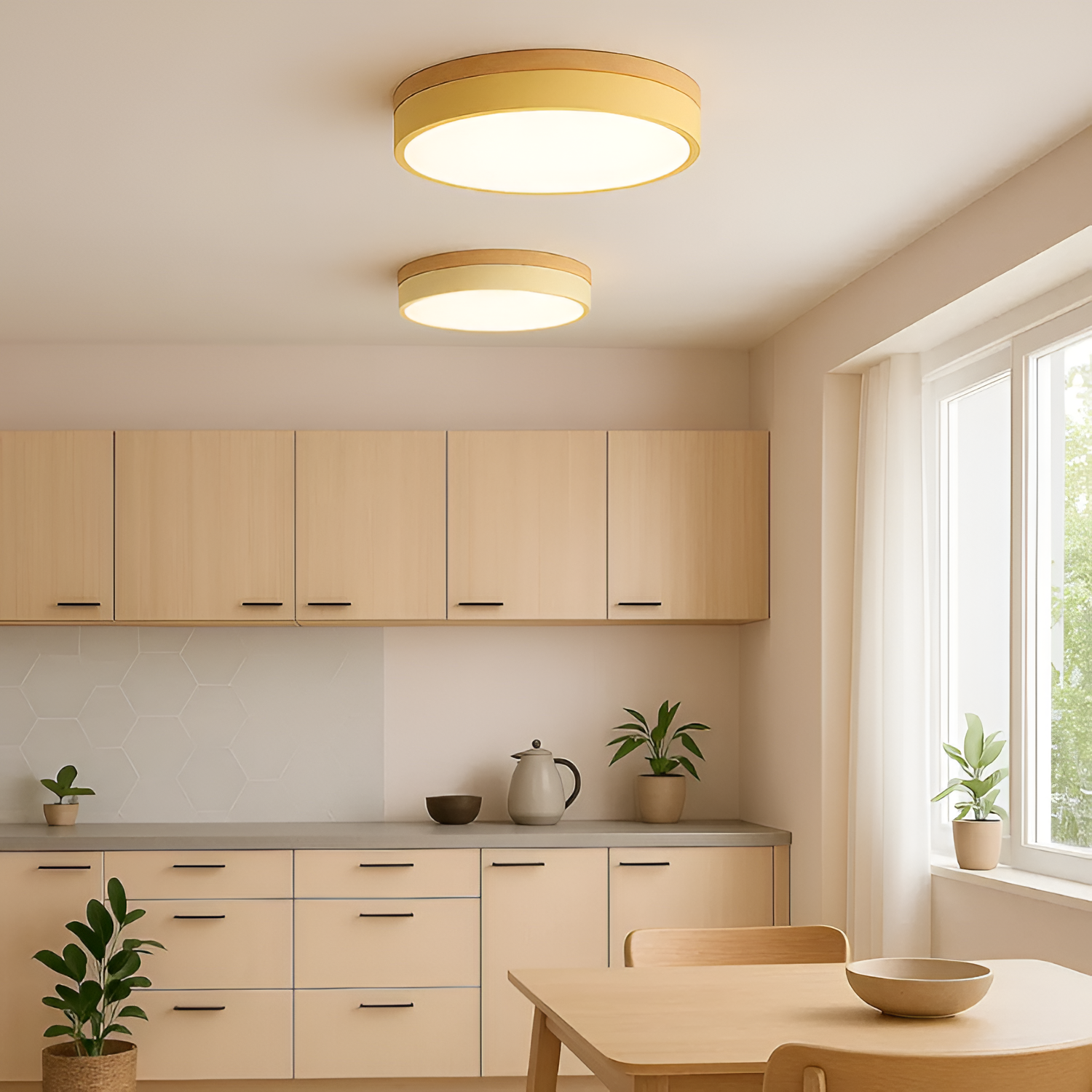 Skandinavisk Loftlampe med Træ - Moderne Hjemmebelysning