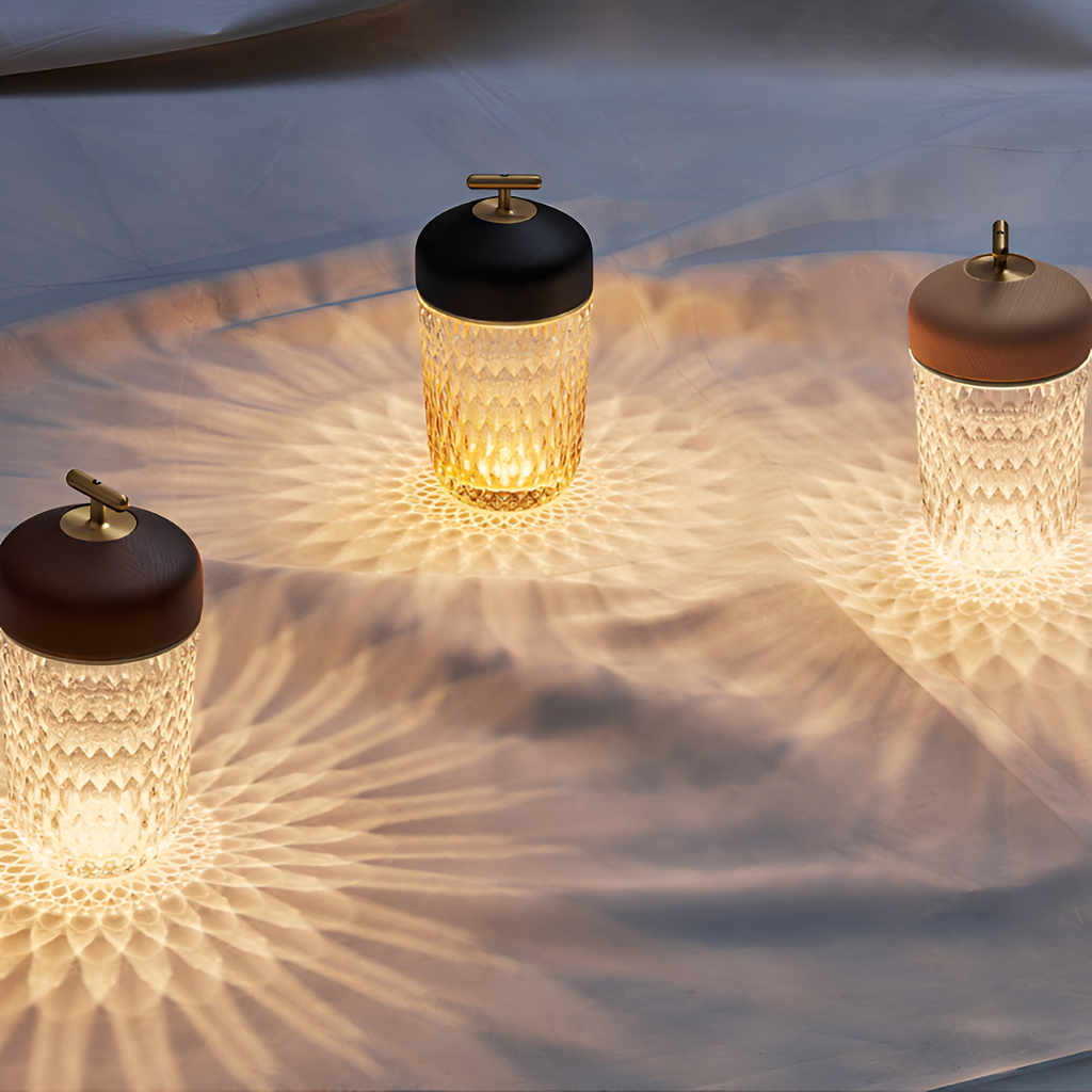 Minimalistisk Facetteret Bærbar Lampe - Ledningsfri