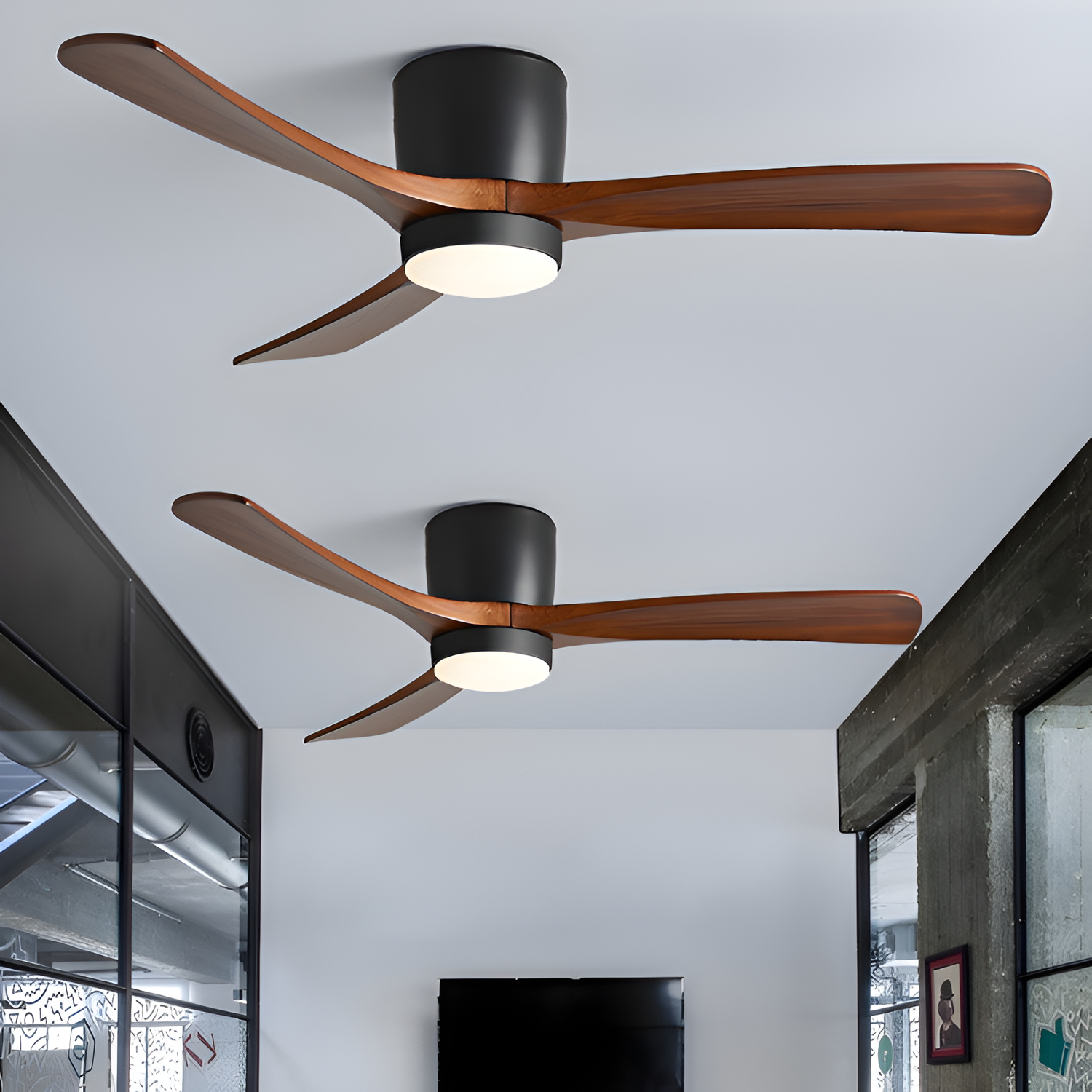 Nordisk Træ Loftsventilatorslampe - Justerbar