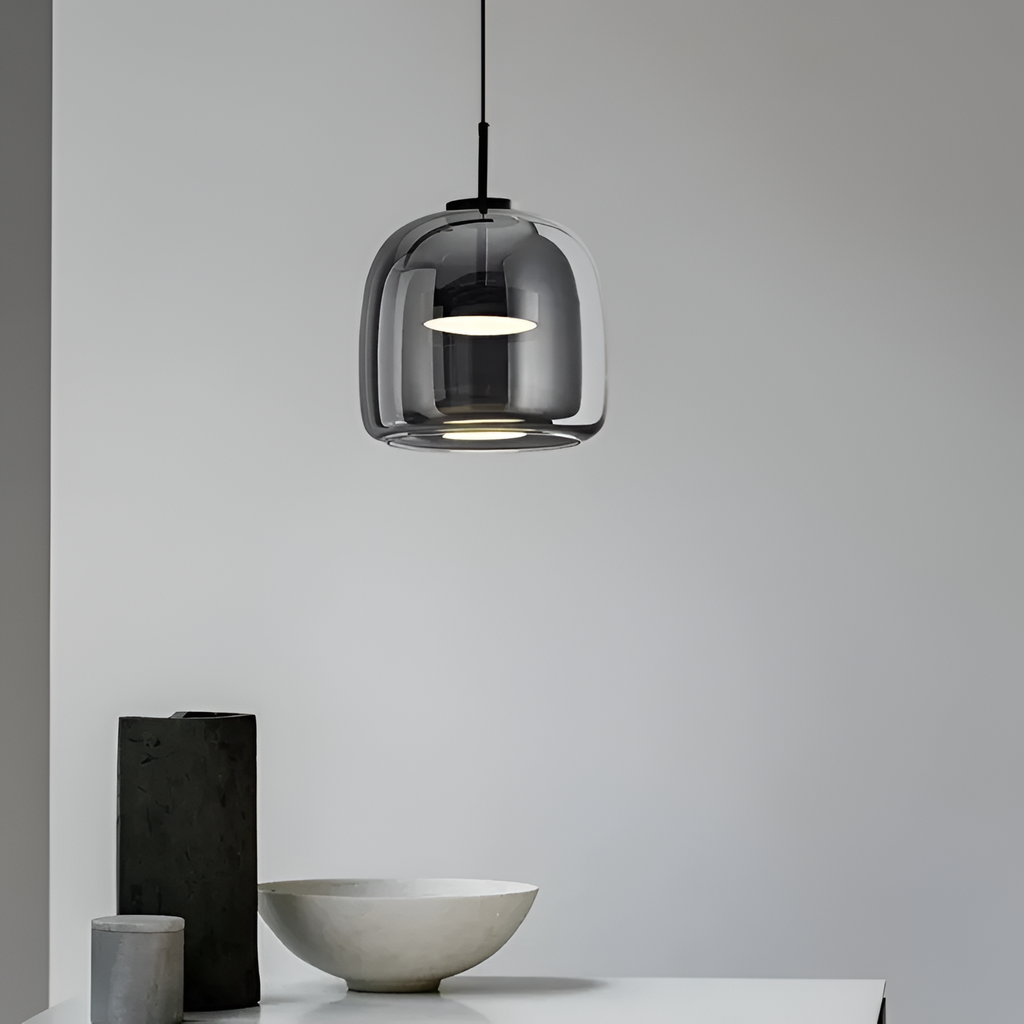 Røget Glas Pendellampe - Nordisk LED Hængelampe