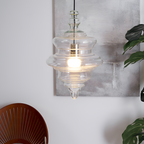 Skulpturel Rillet Glaspendel - Minimalistisk