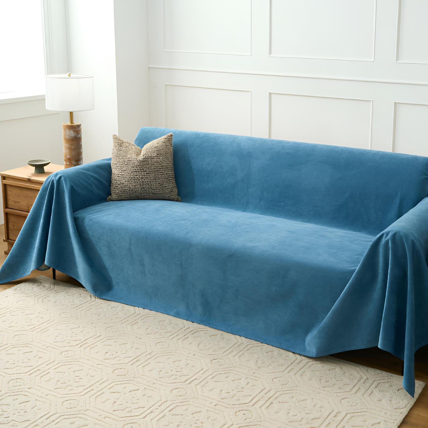 Minimalistisk Tekstureret Sofaovertræk - Skridsikkert