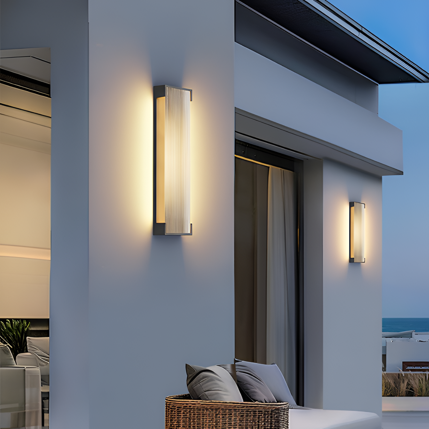 Rektangulær Solenergi Rillet Væglampe - Minimalistisk