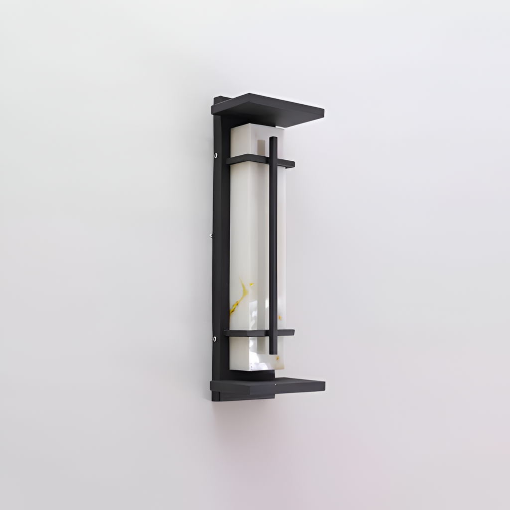 Marmorstil Solenergi Rektangulær Væglampe - Minimalistisk