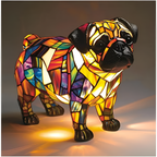 Kunstnerisk Led-natlampe Med Hundemosaik – Dekorativ