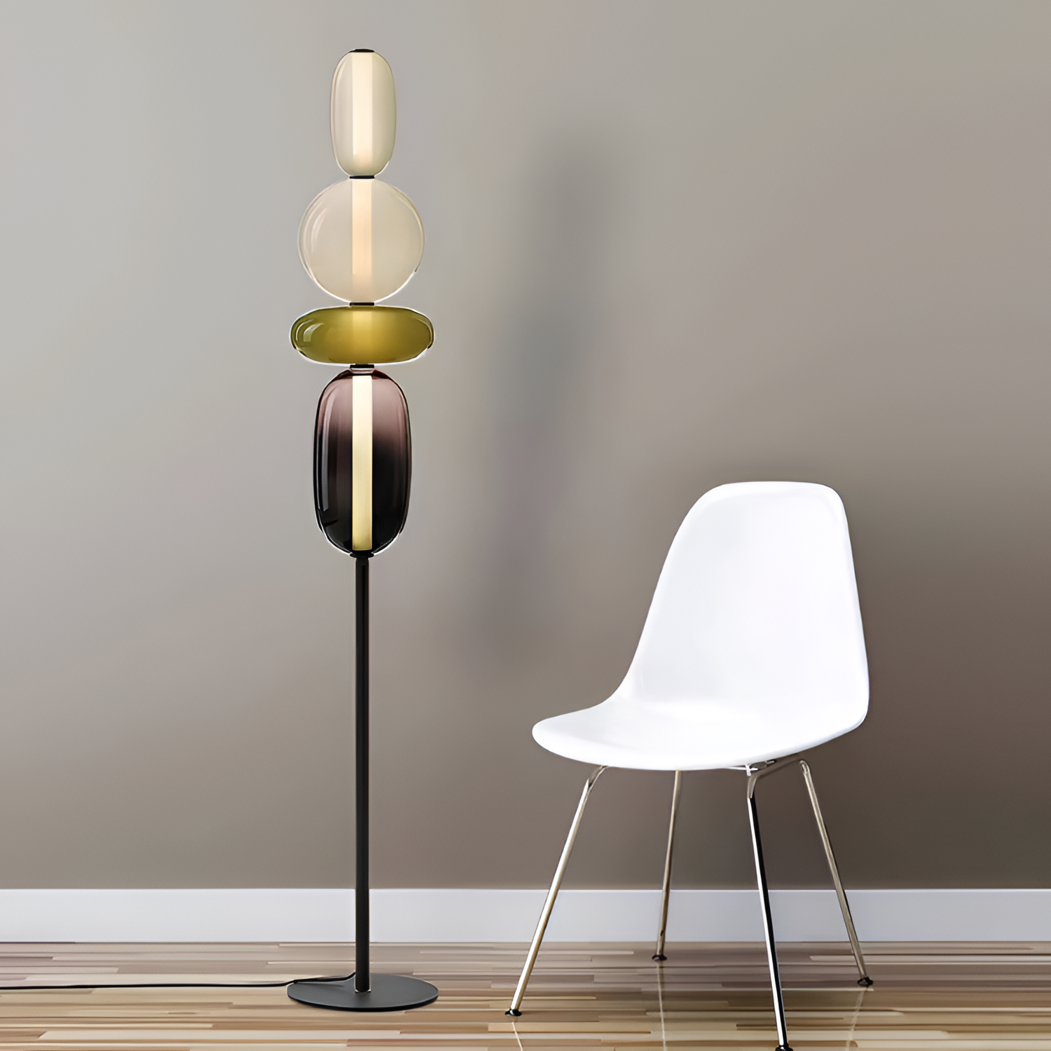 Stablet Geometrisk Glasgulvlampe - Moderne